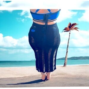 Black Sheer Midi Skirt